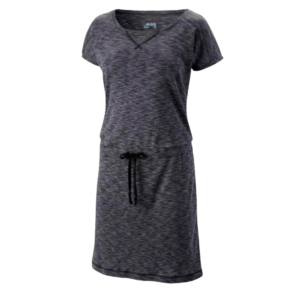 Columbia Outerspaced T Shirt Dress Women XL Heathered Gray Tie Waist Jersey Knit